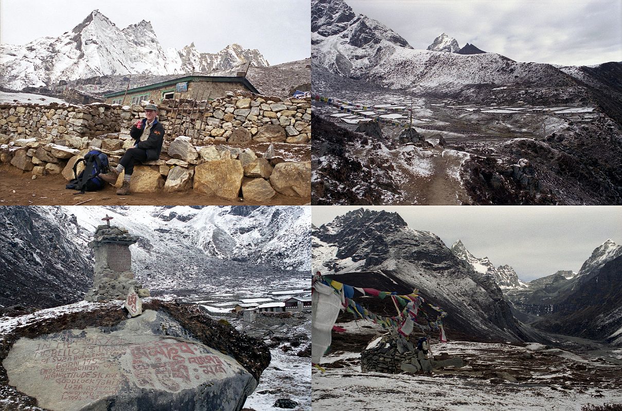 To Gokyo 2-2 Jerome Ryan At Lhabarma, Luza With Trekker Monument, Jerome Ryan At Pass